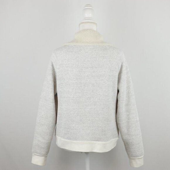 Aventura Women's Medium Cream & Black Fleece Lined Knit Snap Up Bomber Jacket - Picture 3 of 8